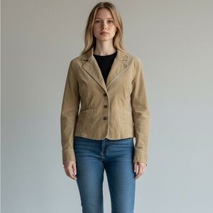 Y2K DKNY Jeans Tan Corduroy Blazer Jacket Women’s Size M Vintage 2000s